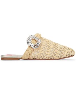 Roger Vivier Bab Viv Strass Buc Raffia Sling - White