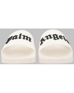 Palm Angels Rubber Slides With Logo - Metallic
