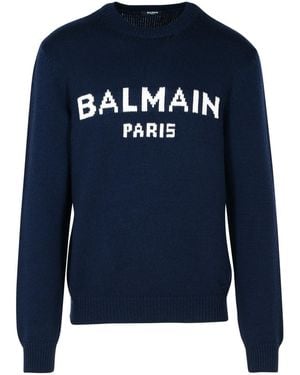 Balmain Suéter de mezcla de lana de Merino Blue - Azul