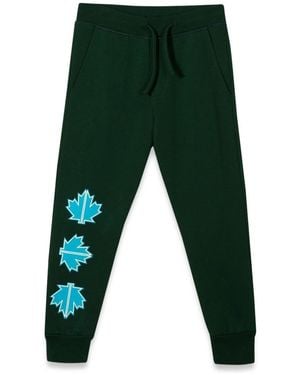 DSquared² Plush Pants Leaf Logo On Front Leg Unisex - Green