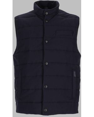 Fay Puffer Vest With Stand Collar - Blue