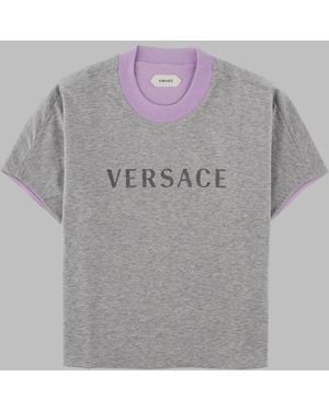 Versace Logo Graphic T-Shirt - Grey