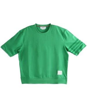 Thom Browne T Shirt With 4 Stripe Detail - Green