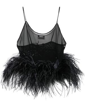Oséree Haut Plumage En Résille - Noir