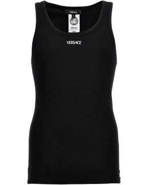 Versace Tanktop Mit Logostickerei - Schwarz