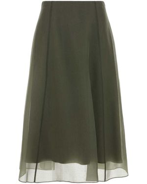 Brunello Cucinelli Sage Silk Skirt - Green