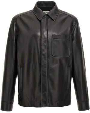 Loewe Leather Overshirt Shirt, Blouse - Black