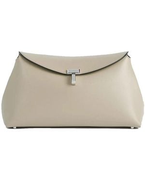 TOTEME T-Lock-Clutch aus Leder - Natur
