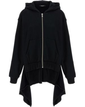 Undercover Two-Material Hoodie With Asymmetrical Wool Inserts - Schwarz