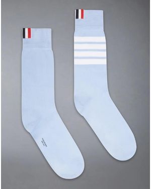 Thom Browne Halfhoge Sokken Met 4 Staven Van Lichtgewicht Katoen - Blauw