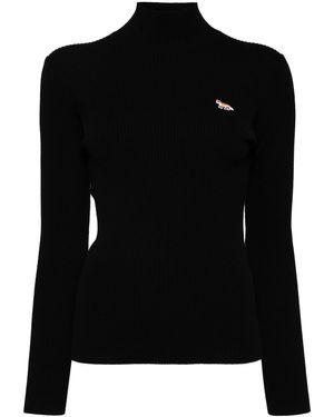 Maison Kitsuné Strickoberteil Mit Logo-Applikation - Schwarz