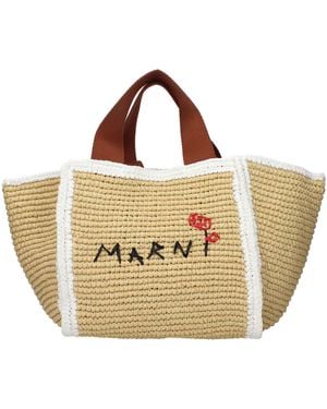 Marni Handmade Raffia Bag - Brown