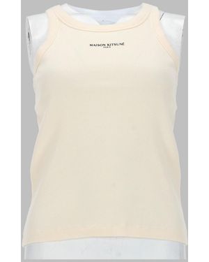 Maison Kitsuné Maison Kitsuné Tank Top Con Logo - Natural
