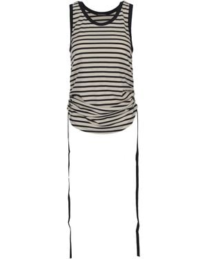 Ann Demeulemeester Mara Gerimpelde Cropped Tanktop Geborsteld Gestreept Jer - Zwart