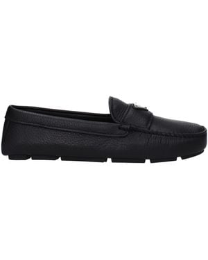 Prada Herrens Schwarze Leder-Loafer