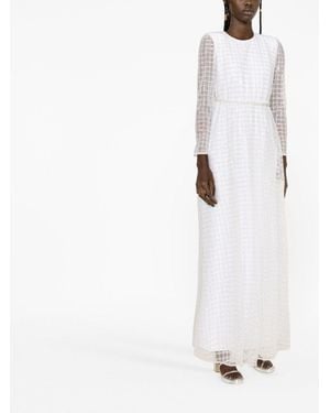Self-Portrait Grid Sequin Maxi Dress - White