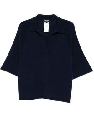 Emporio Armani Wool Oversized Polo Shirt - Blue
