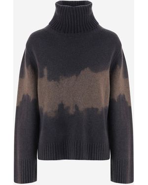 Oliver Lattughi Multicoloured Cashmere Turtleneck Jumper With Straight Hem - Black