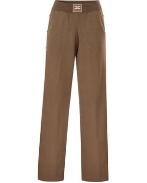 Elisabetta Franchi Knitted Pants With Shiny Viscose Stripes - Brown