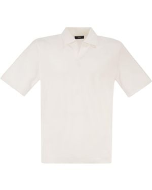Herno Cotton Jersey Polo Shirt With Open Collar - White