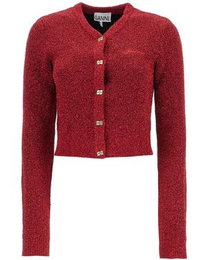 Ganni Sparkle Short Strickjacke - Rot