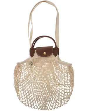 Longchamp Le Pliage Filet Top Grifftasche - Weiß