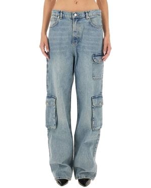 Moschino Cargo Trousers With Vintage Light Wash - Blue