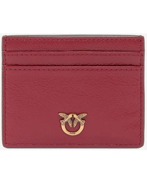 Pinko Leather Card Holder With Logo - Red