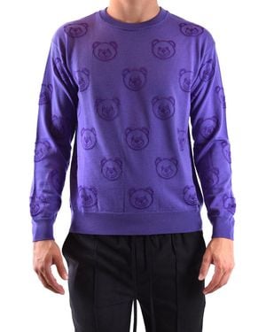 Moschino Viscose Knitwear With Bear Pattern - Lila