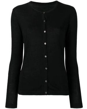 LA ROSE Round Neck Cardigan - Black
