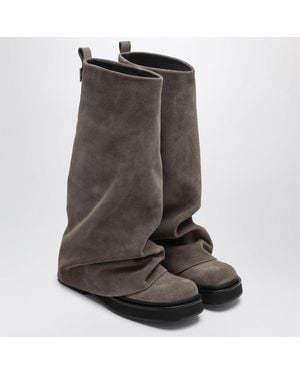 The Attico Robin Taupe Suede Combat Boots - Brown