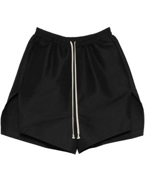Rick Owens Stiff Drawstring Shorts With Slits - Black