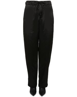 Proenza Schouler Slouch Fit Pants In Satin - Black