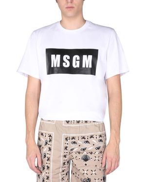 MSGM T -Shirt mit Logo -Box - Weiß