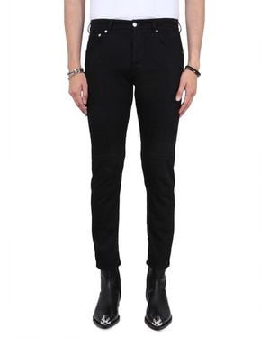 McQueen Biker Jeans With Button Closure - Black