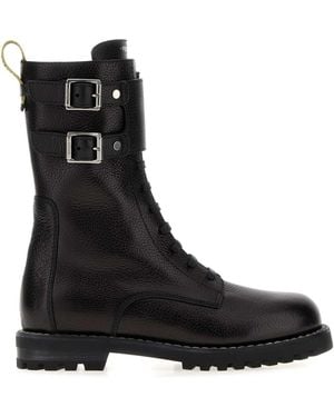 Fendi Polished Calfskin Biker Boots - Black
