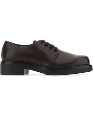 Prada Aubergine Leder Schnürschuhe - Grau