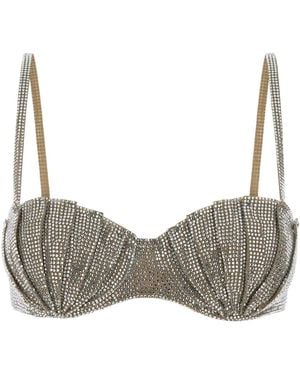 GIUSEPPE DI MORABITO Embellished Stretch Nylon Bra - Grey