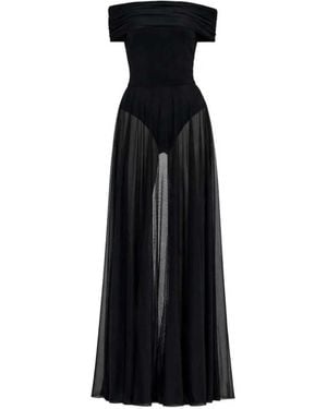 Norma Kamali Off-the-shoulder Maxi-jurk - Zwart