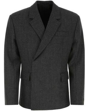 Prada Melange Dark Wool Blazer - Black