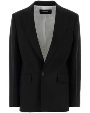 DSquared² Solid Shawl Lapel Jacket - Black