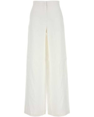 MM STUDIO Linen Garibo Wide Leg Pant - White
