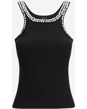Pinko Ribbed Top With Sparkling Stud Accents - Schwarz