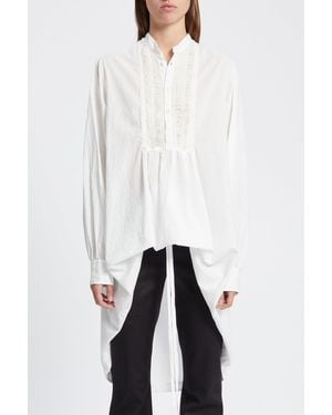 Ann Demeulemeester Ati High Comfort Shirt With Ruffled Plastron - White