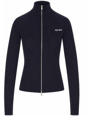 Miu Miu Maglieria Costillas De Algodón F.18 - Azul
