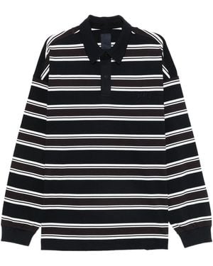 Juun.J Stripe Over Fit Polo Long Sleeve - Black