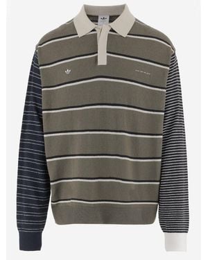 Adidas x Song For the Mute Striped Cotton Polo Shirt - Grey