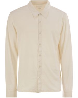 Majestic Maglietta Camicia A Maniche Lunghe - Bianco