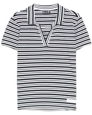 EA7 Gestreiftes T-Shirt - Blau