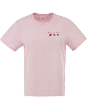MC2 Saint Barth Cotton T Shirt With Embroidered Front Detail - Pink